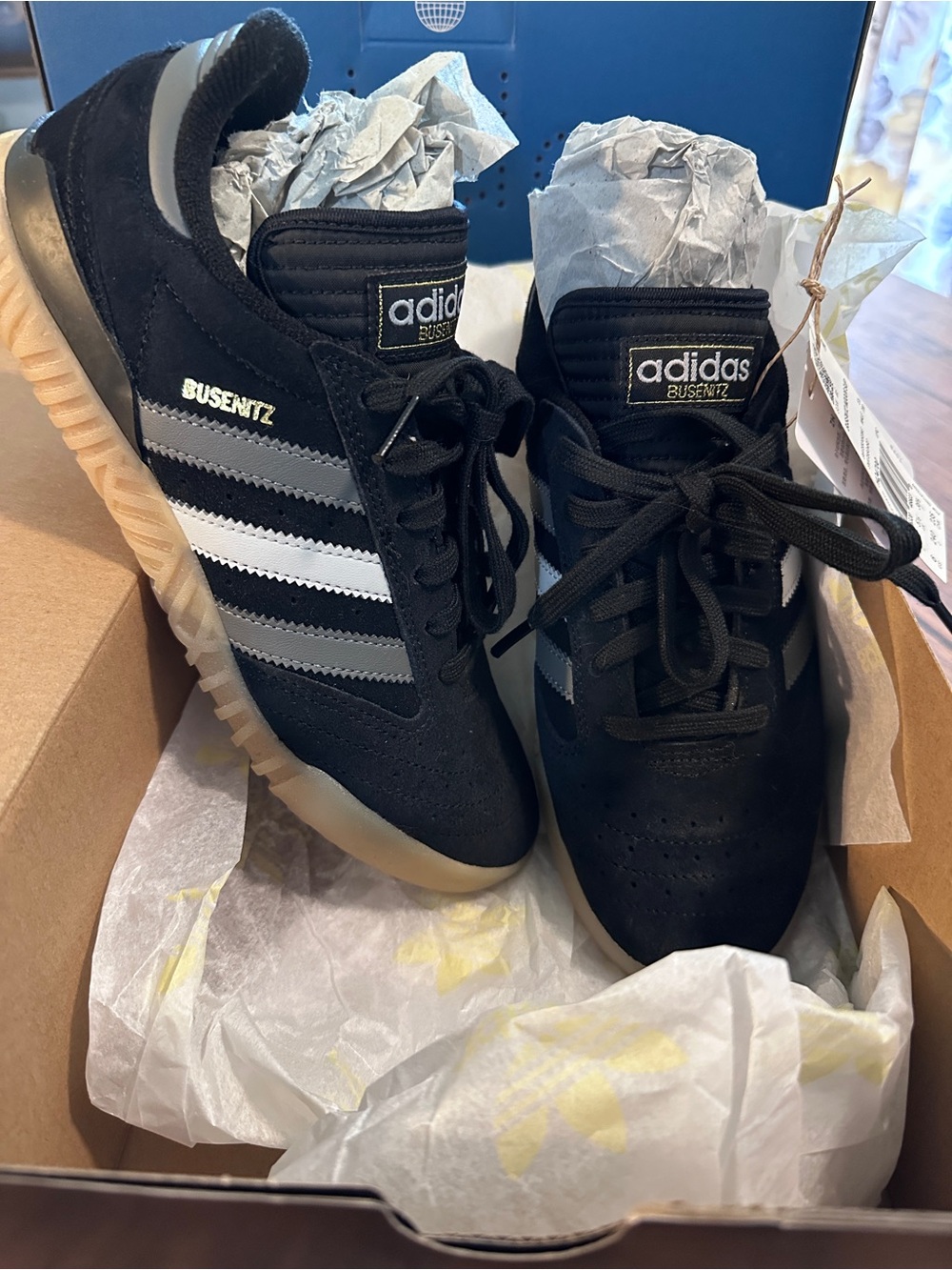 adidas Busenitz Women's Black Suede Sneakers with White & Gray Stripes